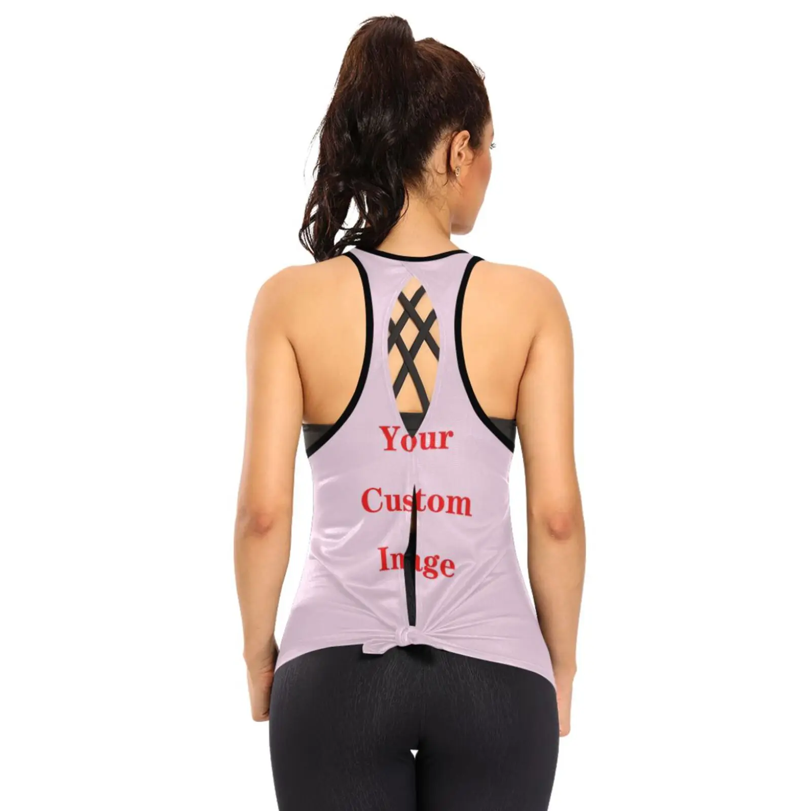 2023 Gym Tops Women's Sports Top Custom images Backless Shirts Sleeveless Yoga Tops Fitness Running Quick Dry Tank Crop Top