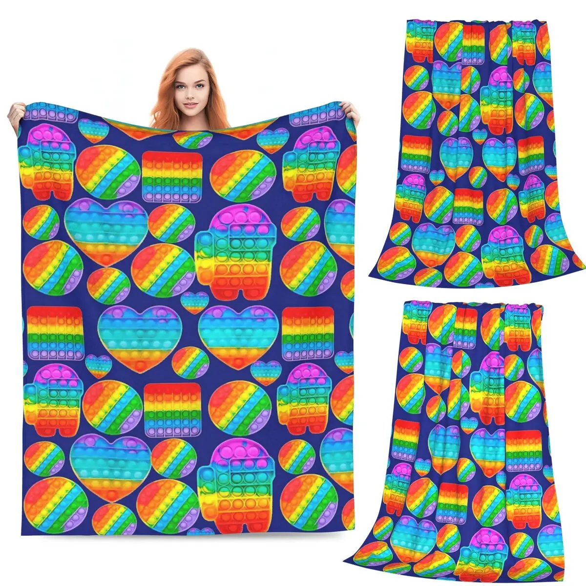 

Popit Anti-Stress System Blankets Fleece Sofa Throw Blanket Super Soft Throw Blankets for Couch Bedding Throws Bedspread Quilt