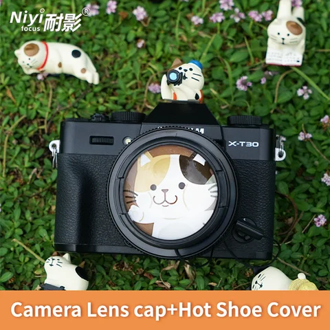 고양이 카메라 렌즈 캡 만화 동물 카메라 핫슈 커버 콜드 슈 범용 단일 렌즈 반사 카메라 Sony 및 Nikon