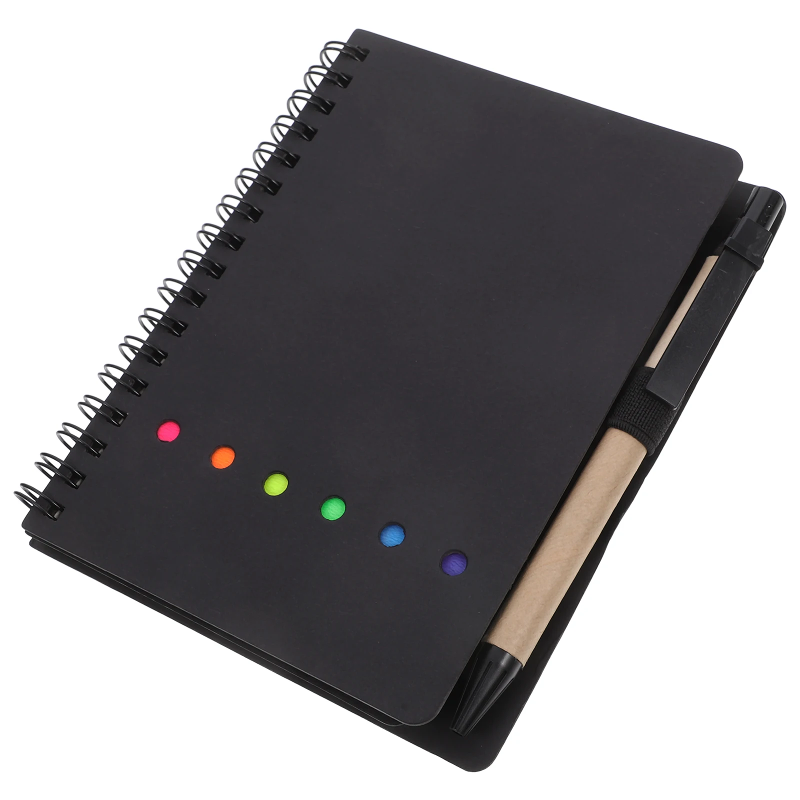 

Spiral Notebook Kraft Paper Notepad With Pen Holder Page Marker Journal Lined Index Tabs Colored