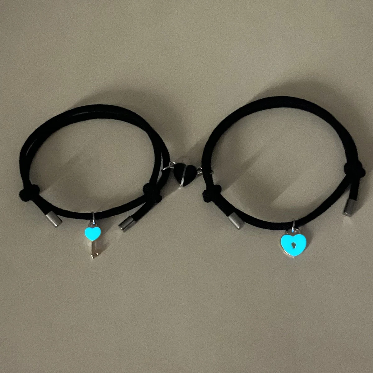 قفل على شكل قلب وسوار زوجين مفتاحين 2 أساور مغناطيسية أنيقة منسوجة يدويًا على شكل قلب #6