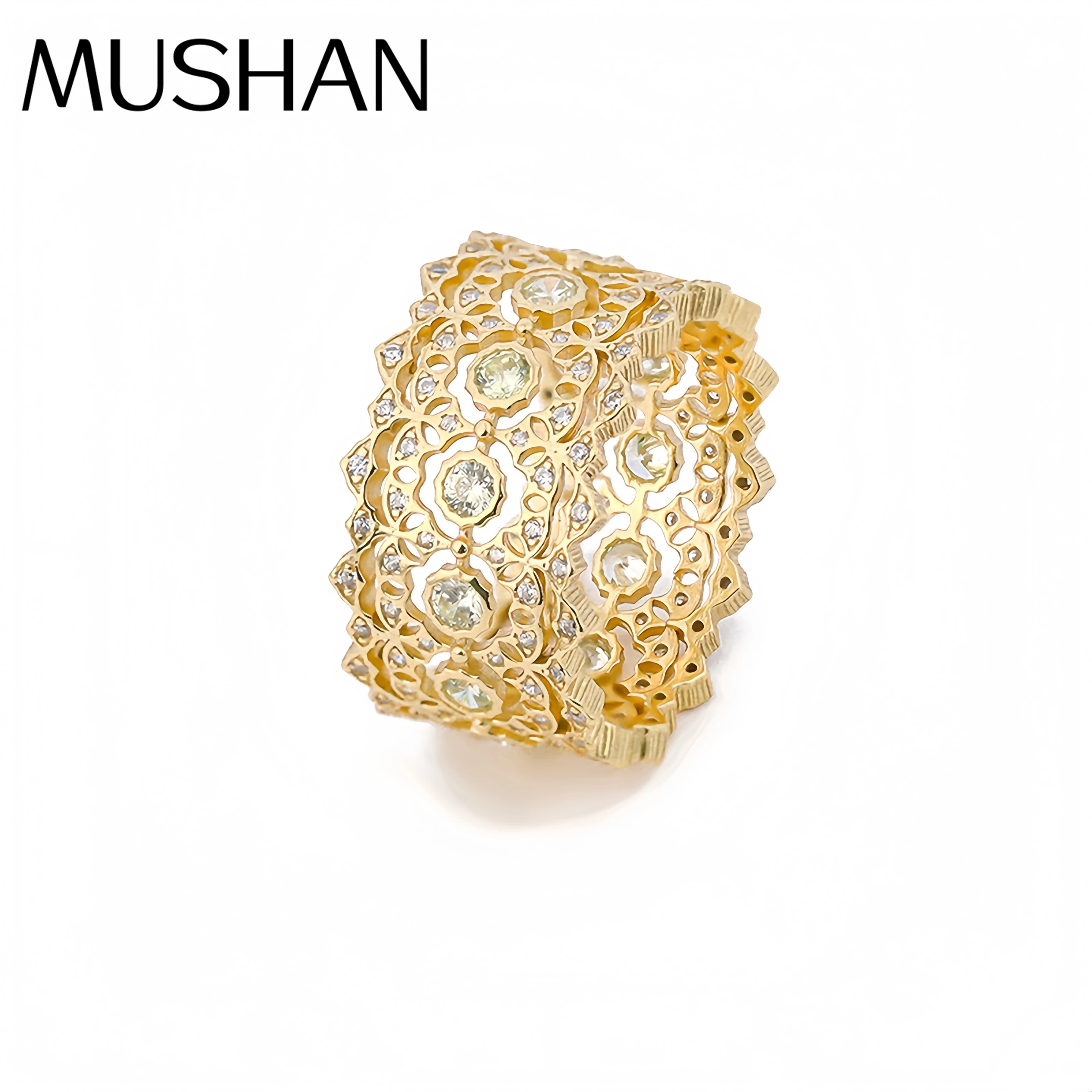 

Роскошное брендовое кольцо Mushan с бриллиантами, кружевное полое кольцо, выращенное в лаборатории высокоуглеродистый бриллиант, циркон, кольца из стерлингового серебра 925, ювелирные изделия