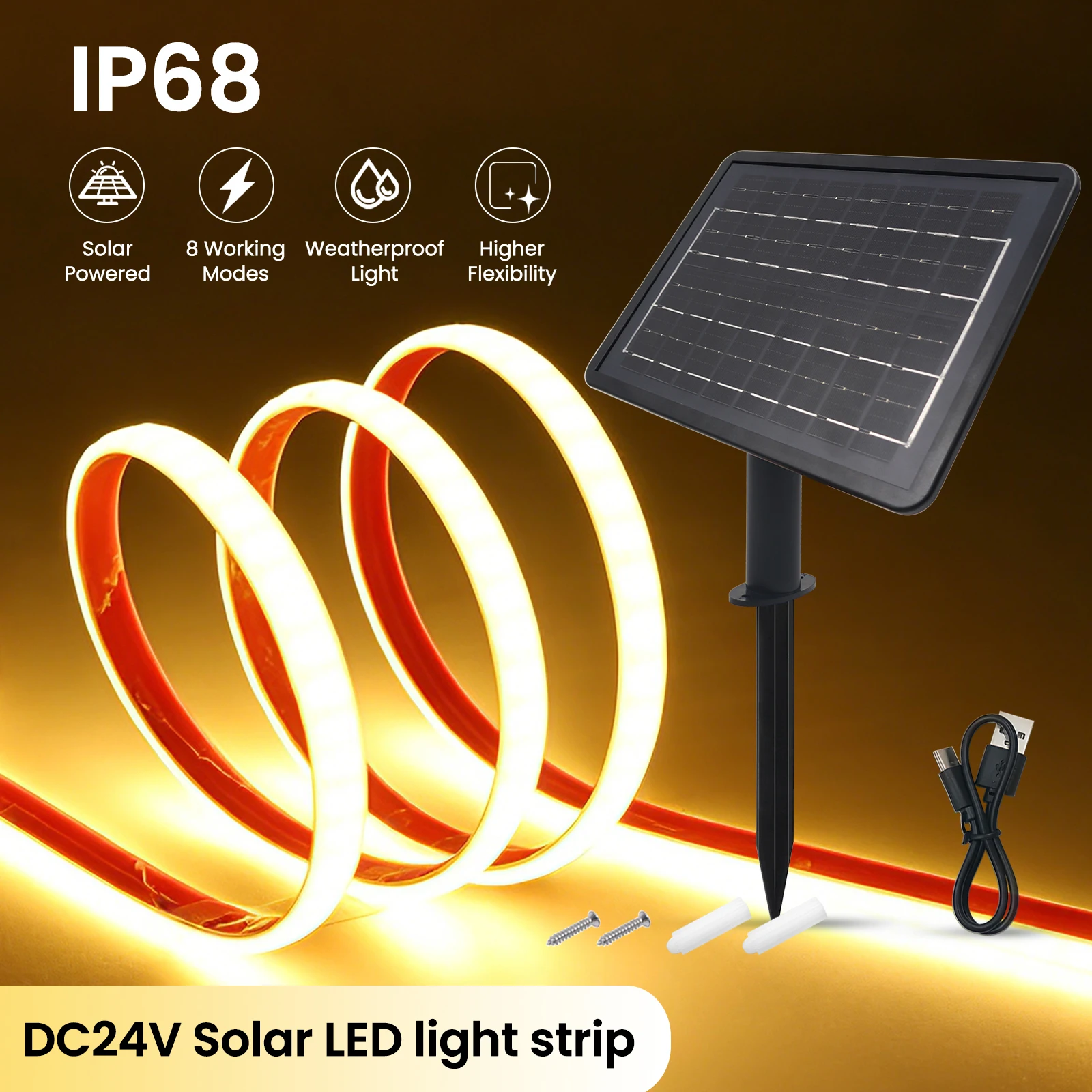 Outdoor Usb Power Strip - LED-striplicht op zonne-energie IP68 waterdicht verborgen