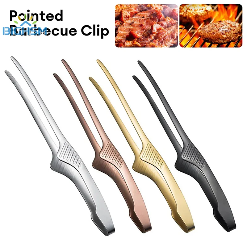 BBQ Food Tongs Barbecue Clip Stainless Steel Kitchen Food Meat Clip Non-slip Non-Stick Steak Clamp Cooking Tool For Grill Baking