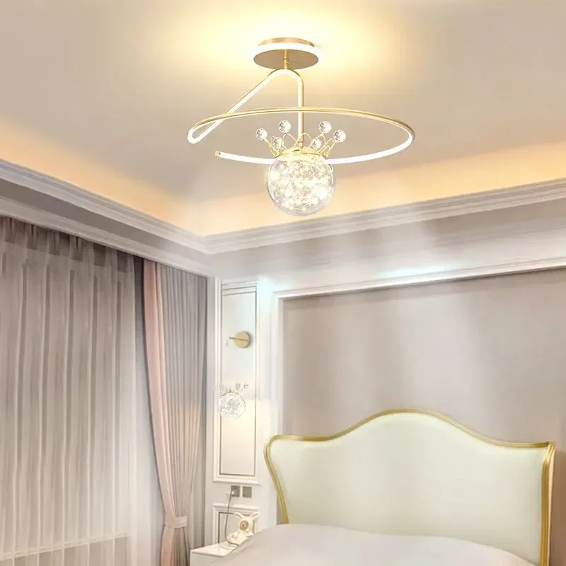 SANDYHA Stylish Minimalist LED Ceiling Lamp Crown Chandelier Elegant Home Decor Lighting Fixture for Bedroom Dining Room Living