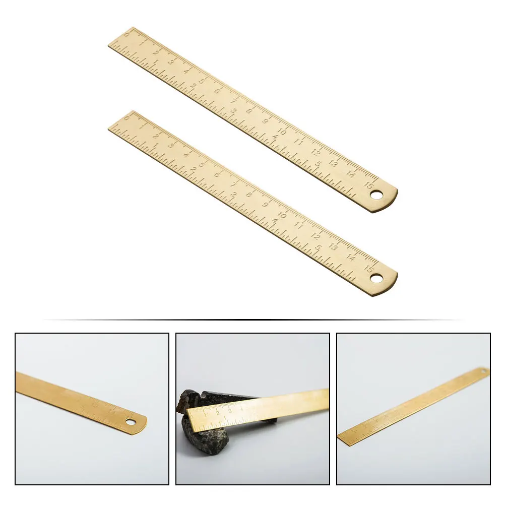 2 قطعة المرجعية النحاسية حاكم خمر المحمولة مسطرة مستقيمة لدراسة الرسم متعددة الوظائف أداة قياس اللوحة الملحقات
