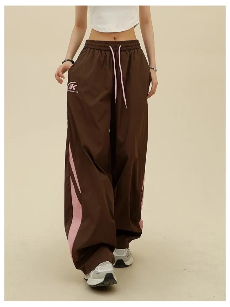 Deeptonw Y2k Aesthetic Steetwear High Waist Wide Leg Pants Women American Retro Hiphop Harajuku Letter Print Trouser 2024 Autumn