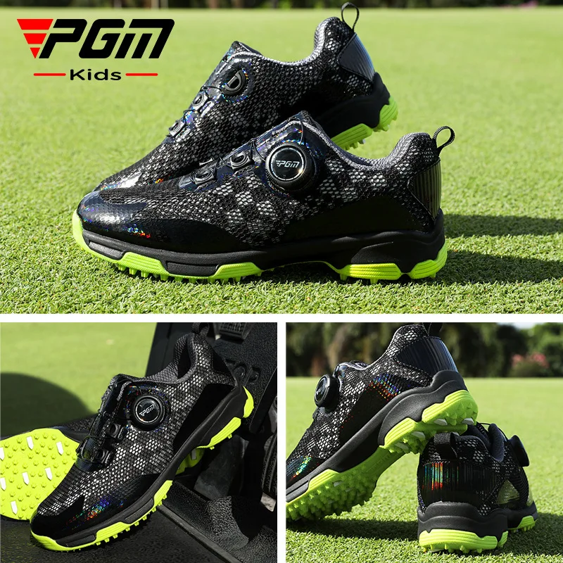 PGM Golf Shoes Breathable Mesh Sneakers for Kids and Teenagers Knob Comfortable Lace Non-slip Shoes XZ375