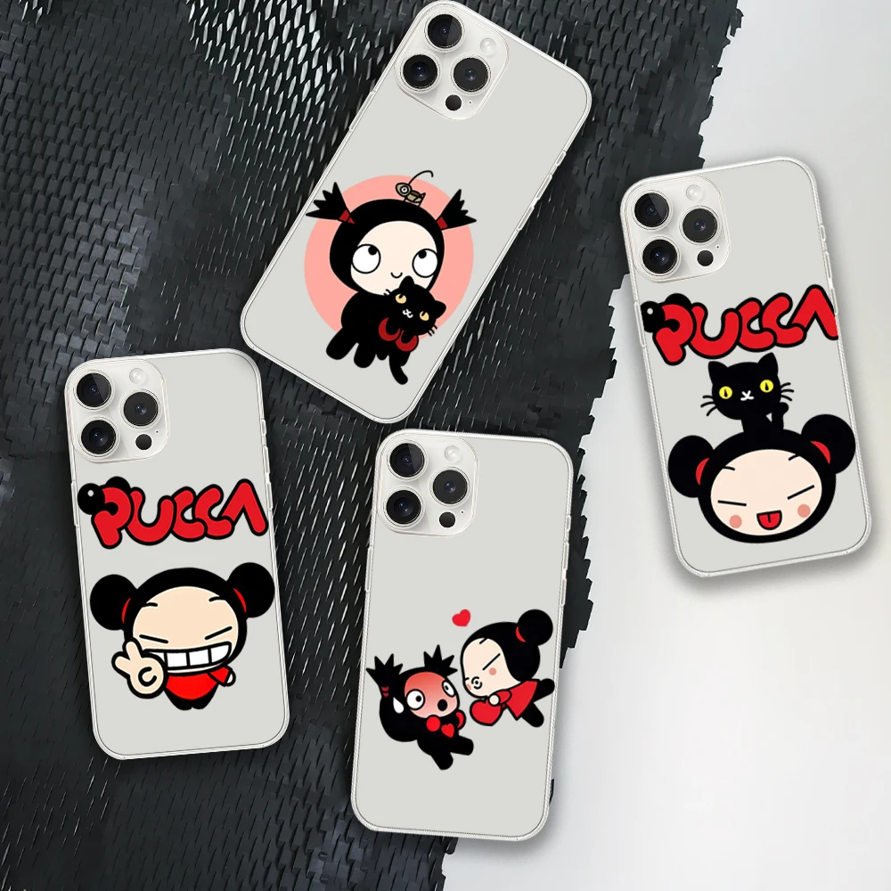 Cartoon P-Pucca G-Garu For Samsung Galaxy S23 S22 S21 S20 Plus Lite Ultra Transparent Shell