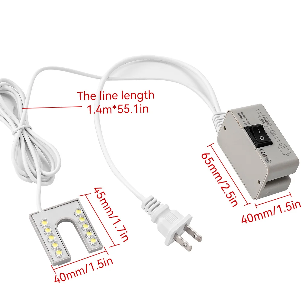 10LED Sewing Machine Work Light ABS Shell 1.4m Power Cord High Brightness Magnetic Lamp For Lathe Drill Press Workbench EU Plug