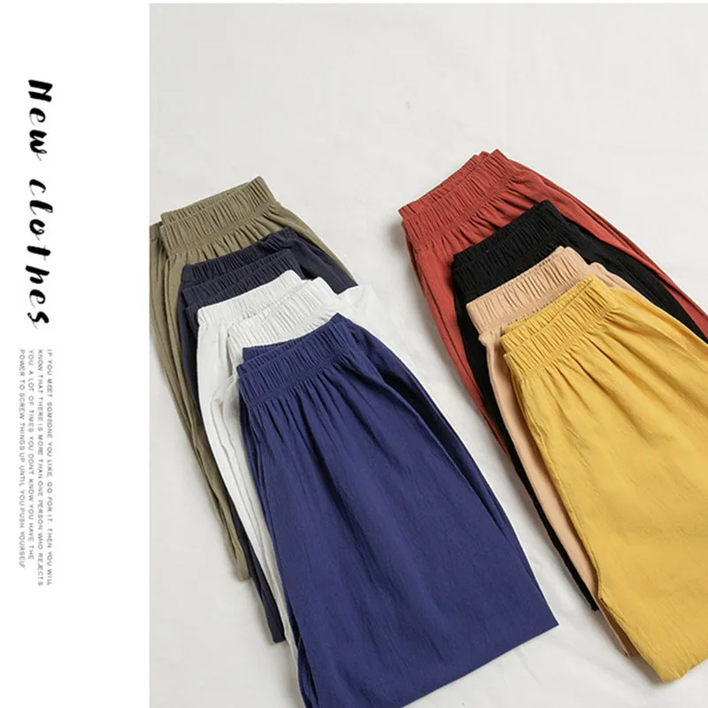 Damen Lässige Weite Bequeme Haremshose für den neuen Sommer 2026 – Elastische Taille, Strand-Leinenhose, einfarbig, vielseitig kombinierbare Laternenhose – Detail 4