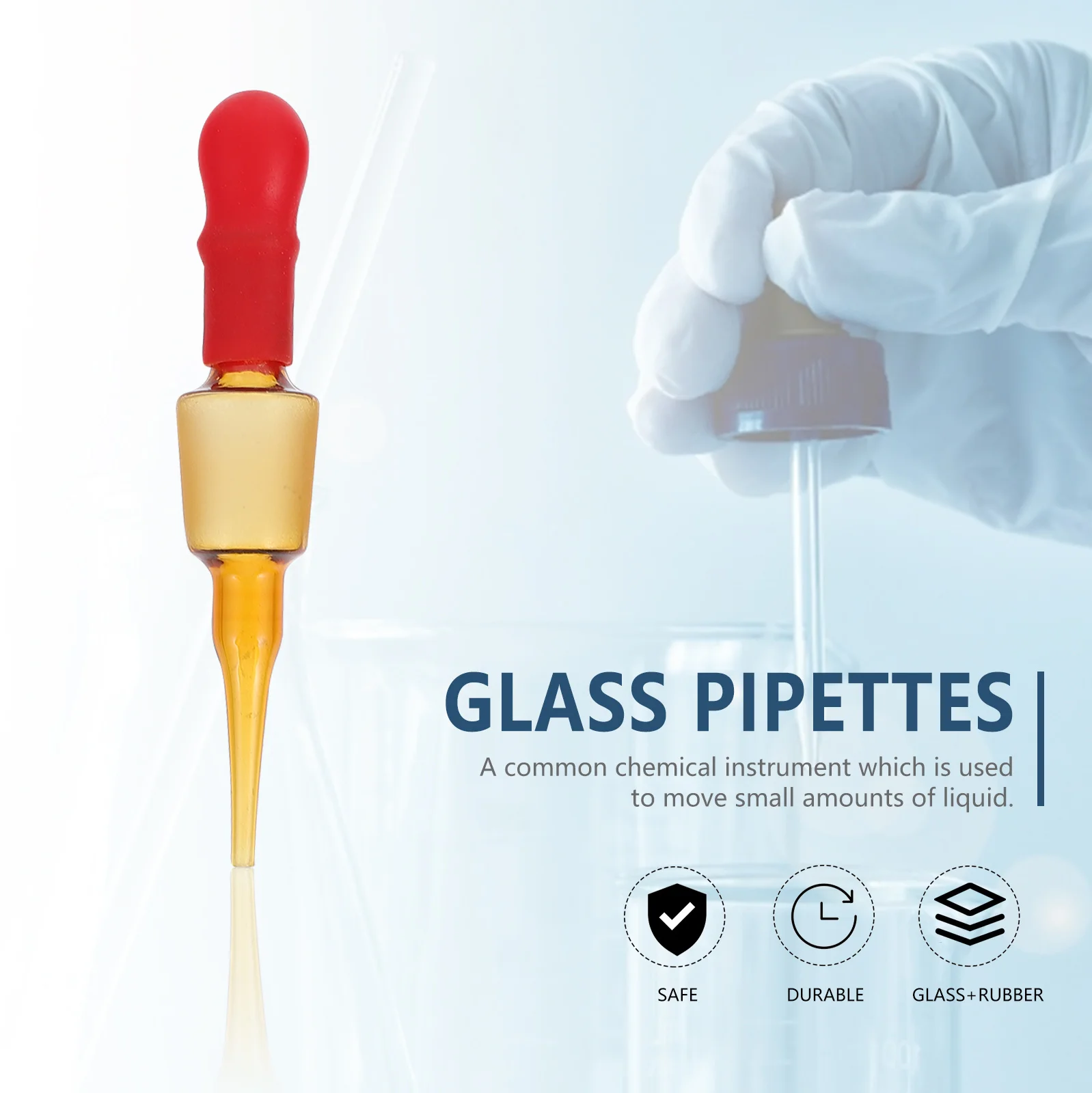 

10 Pcs Essential Oils Laboratory Supplies Droppers Glass Dropping Pipettes Brown Liquid