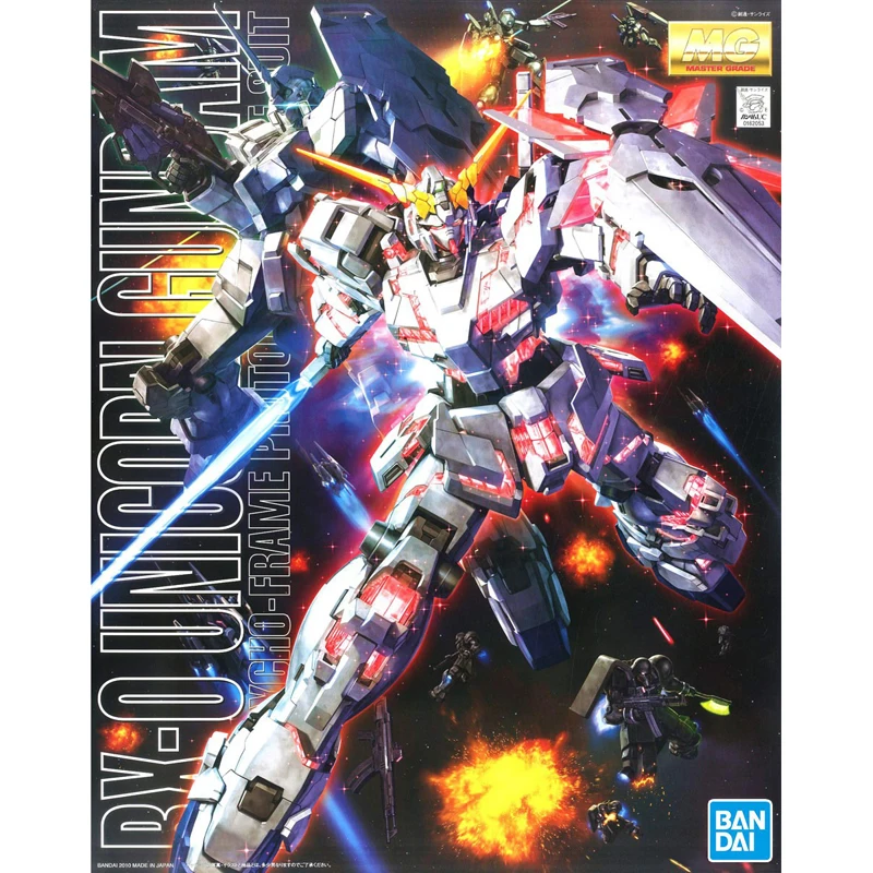 Bandai Genuine Gundam MG Series Model Garage Kit 1/100 Anime Figure RX-0 UNICORN GUNDAM Boy Action Assembly Toy Collection Model