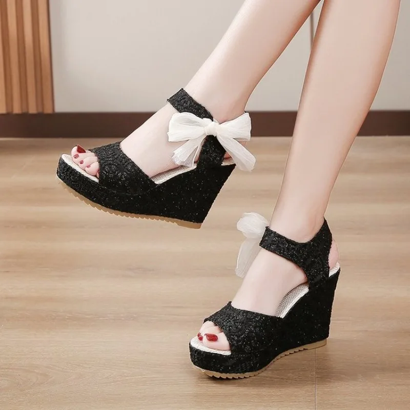 

2026 Women's Wedges Sandals Summer New Fashion Mesh Peep Toe Platform High Heel Women Sandals Sexy