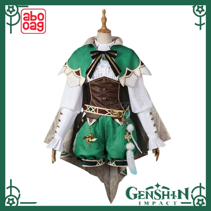 Genshin Impact Cosplay Costume Barbatos Twenty Cosplay Costume Anime Cute Cosplay Cosplay Wig Style Green Cloak Woman'S Leather