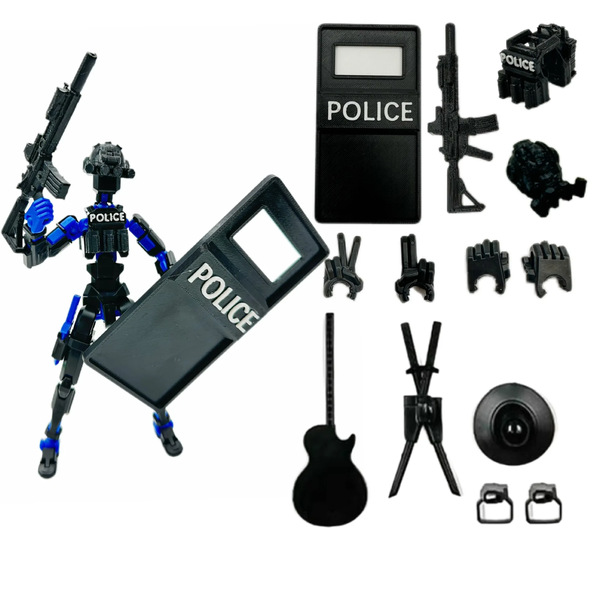 New 3D Printed T13 Dummy Police Costume Lucky Doll Action Figure Multi-Jointed Movable Creative Stress Relief Assembled Model