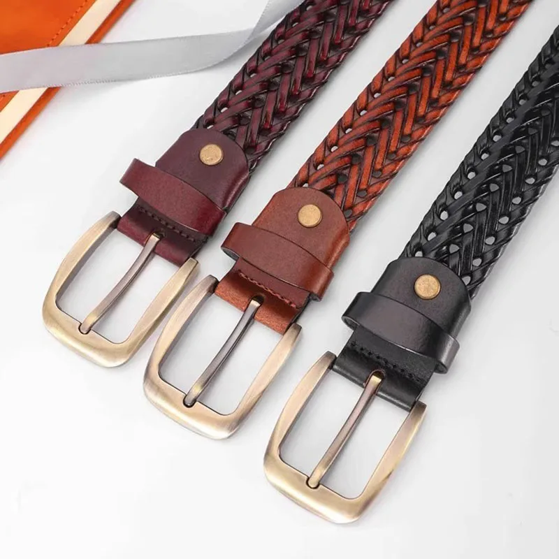 الرجال والنساء حزام جلد طبيعي الإناث الفاخرة حزام أحزمة Cummerbund المنسوجة محبوك جودة عالية الجينز السراويل الملحقات