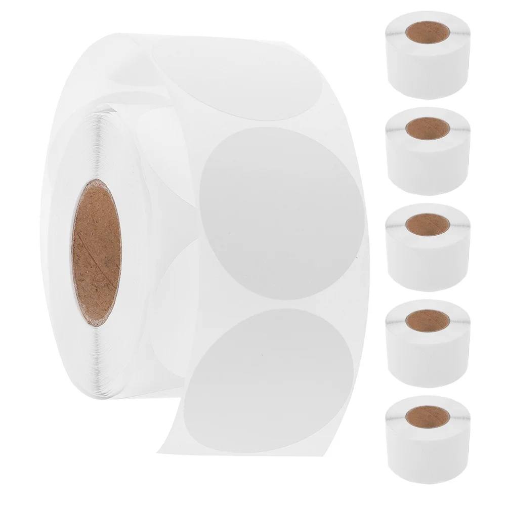 500 قطعة تسميات الختم الأبيض لاصق ملصقات مستديرة ذاتية اللصق دائرة النقاط للمغلفات التعبئة والتغليف جرد ترميز البريد #5