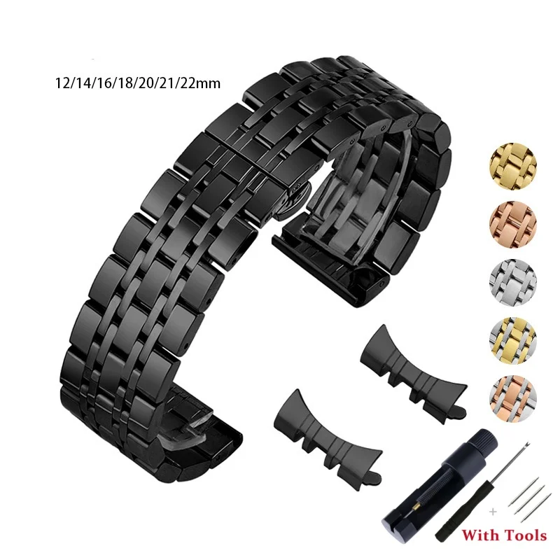 

12 14 16 18 20 21 22mm High Quality Stainless Steel Watch Strap Replacement for Universal Solid Metal Watch Band Accessories