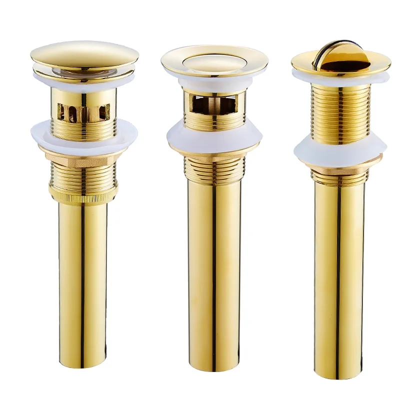 

Gold bouncing sewer, all-copper washbasin, washbasin, hand washbasin, glass basin, press sewer hose accessories