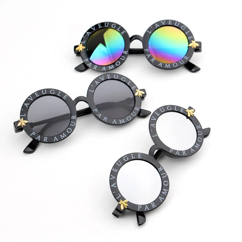 Steampunk Bee Kids Sunglasses Boys Girls Luxury Vintage Children Eyeglasses  Round Sun Glasses UV400 Baby Accessories