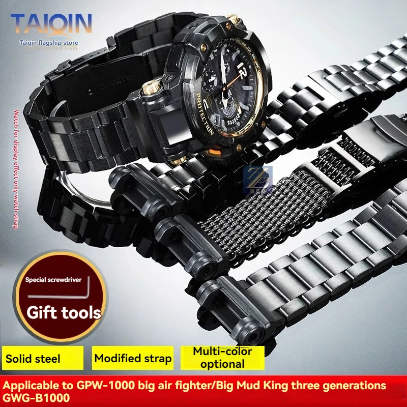 GPW-1000 extended stainless steel Watchband For G-SHOCK Casio third-generation Big Mud King GWG-B1000 Metal Solid Watch strap