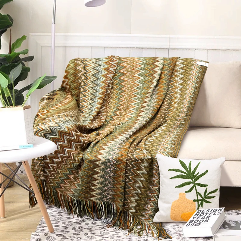 

Bohemian Plaid Sofa Blanket Summer Knitted Comfortable Soft Blankets for Bed Sofa Cover Bedspread Office Nap Blanket