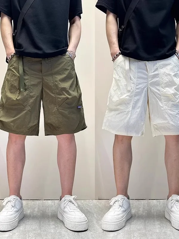 

It Neith BIAS Men's Workwear ort Pants Summer Straight Cut Haome Five-Quarter Length Casual Trousers Loose Fit Youthful ...