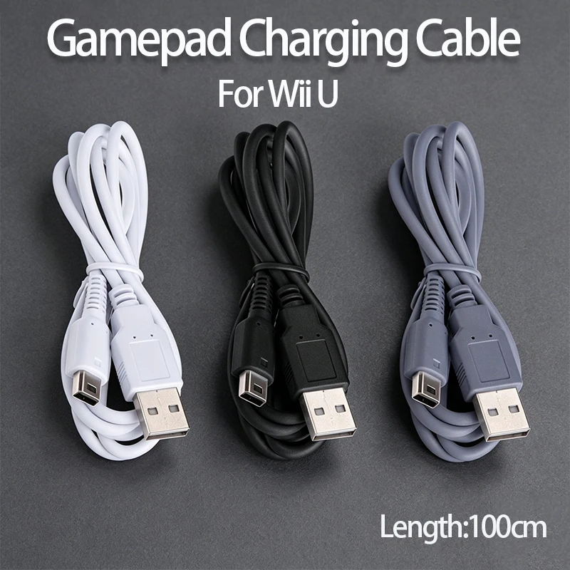 1PCS USB Charging Cable For Wii U Controller Data Power Charger Wire Cord Gamepad Console Power  Length100cm  Supply Line
