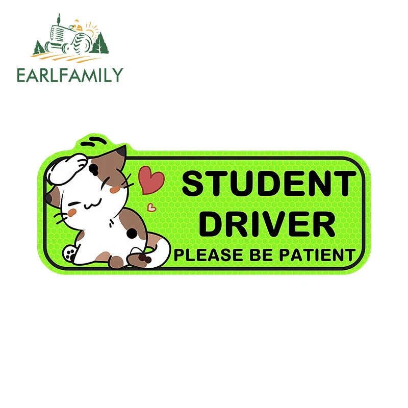 EARLFAMILY 13cm for New Driver Warning Cute Keep Distance Car Sticker Waterproof Occlusion Scratch Decals Car Accessories Laptop