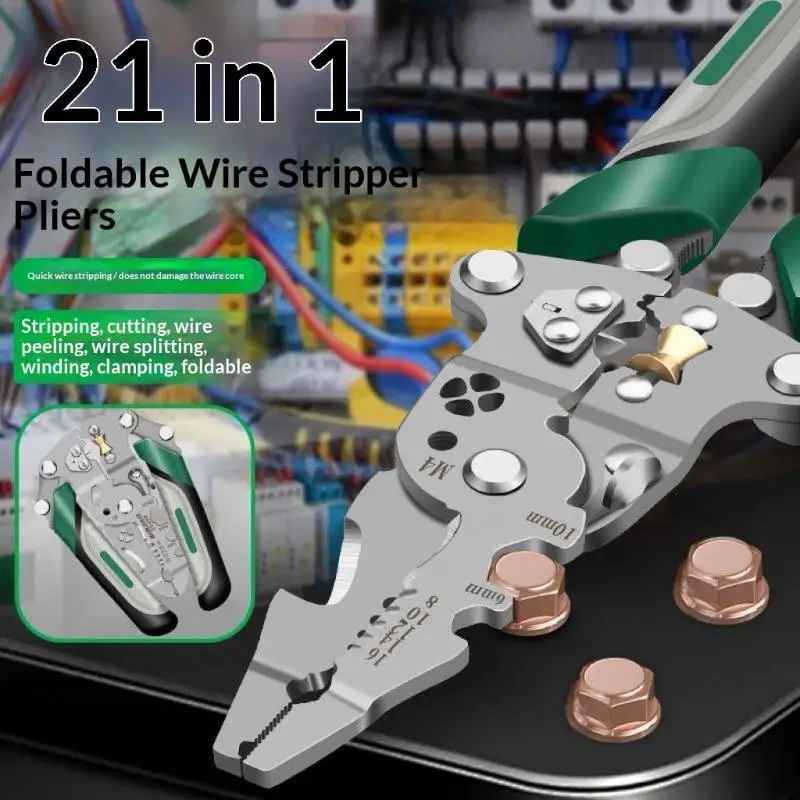 Foldable Pliers Wire Stripper Heavy Duty Portable Crimping Jewelry Craft Tool Wire Cutter Multi‑Tool Bead Processing Pliers