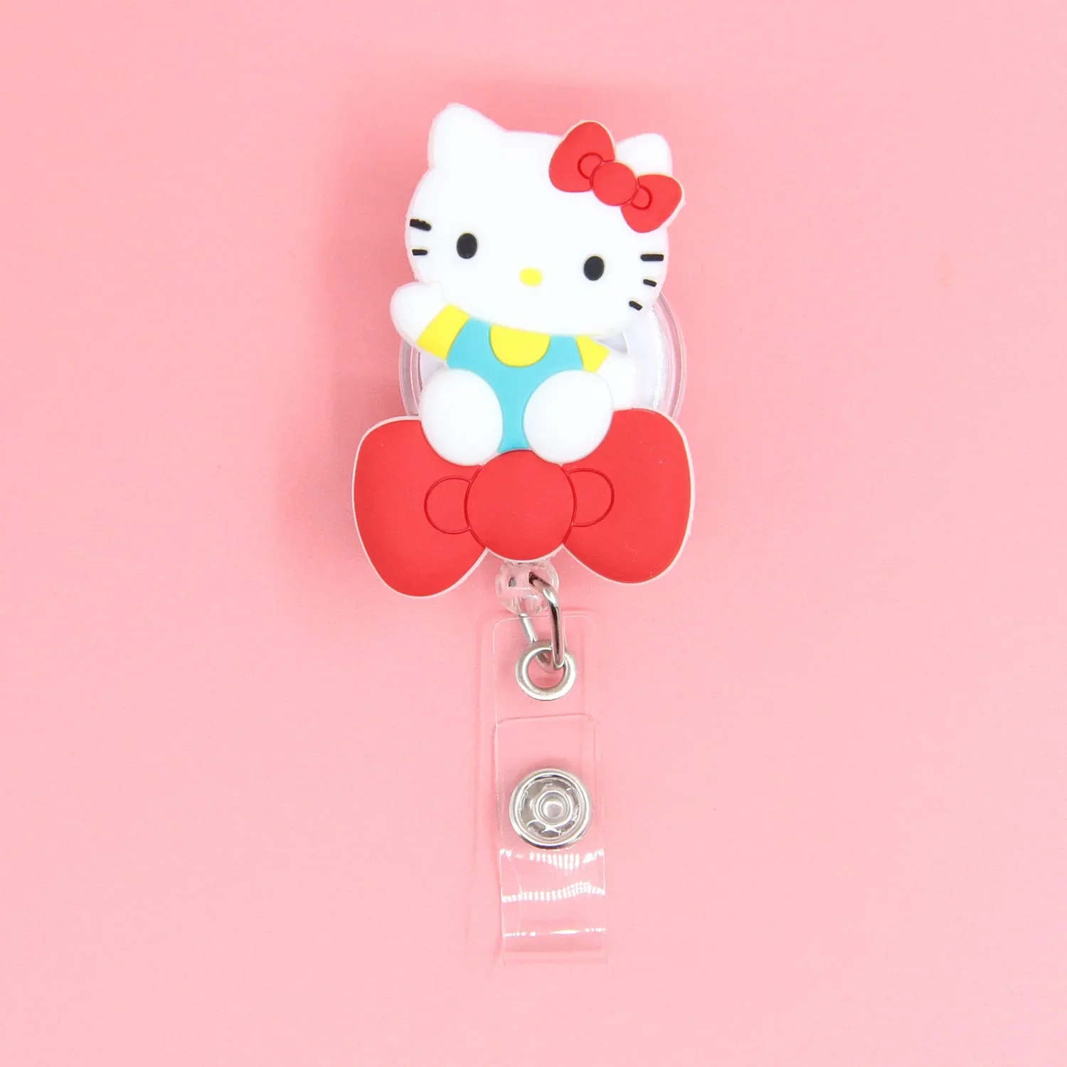 Sanrios hellokittys kuromi Badge cute melody Reel Retractable ID Name Card Clip for Nurse Badge Working Permit Pass Card Clip