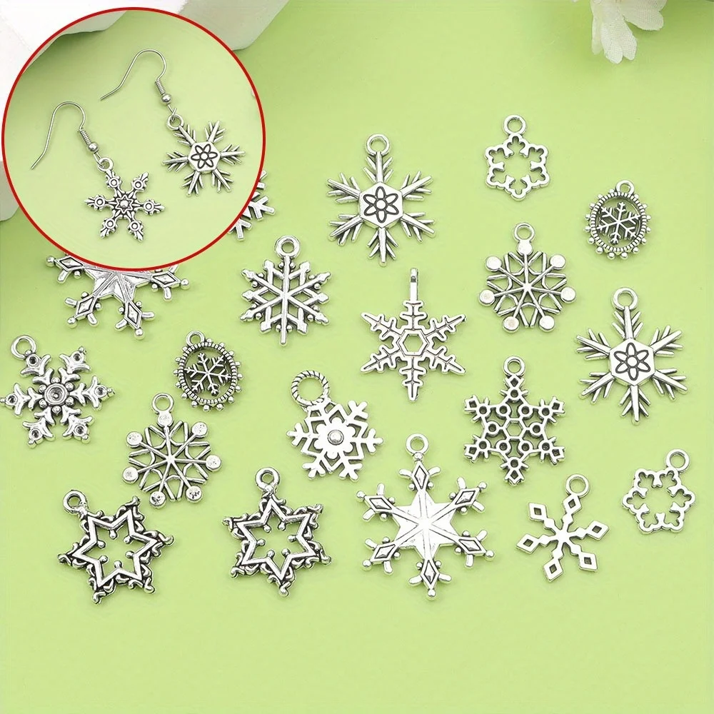 3/13/23pcs Enamel Snowflake Shaped Pendant, DIY Jewelry Decoration Accessories, Christmas, Valentine's Day, Thanksgiving Gifts
