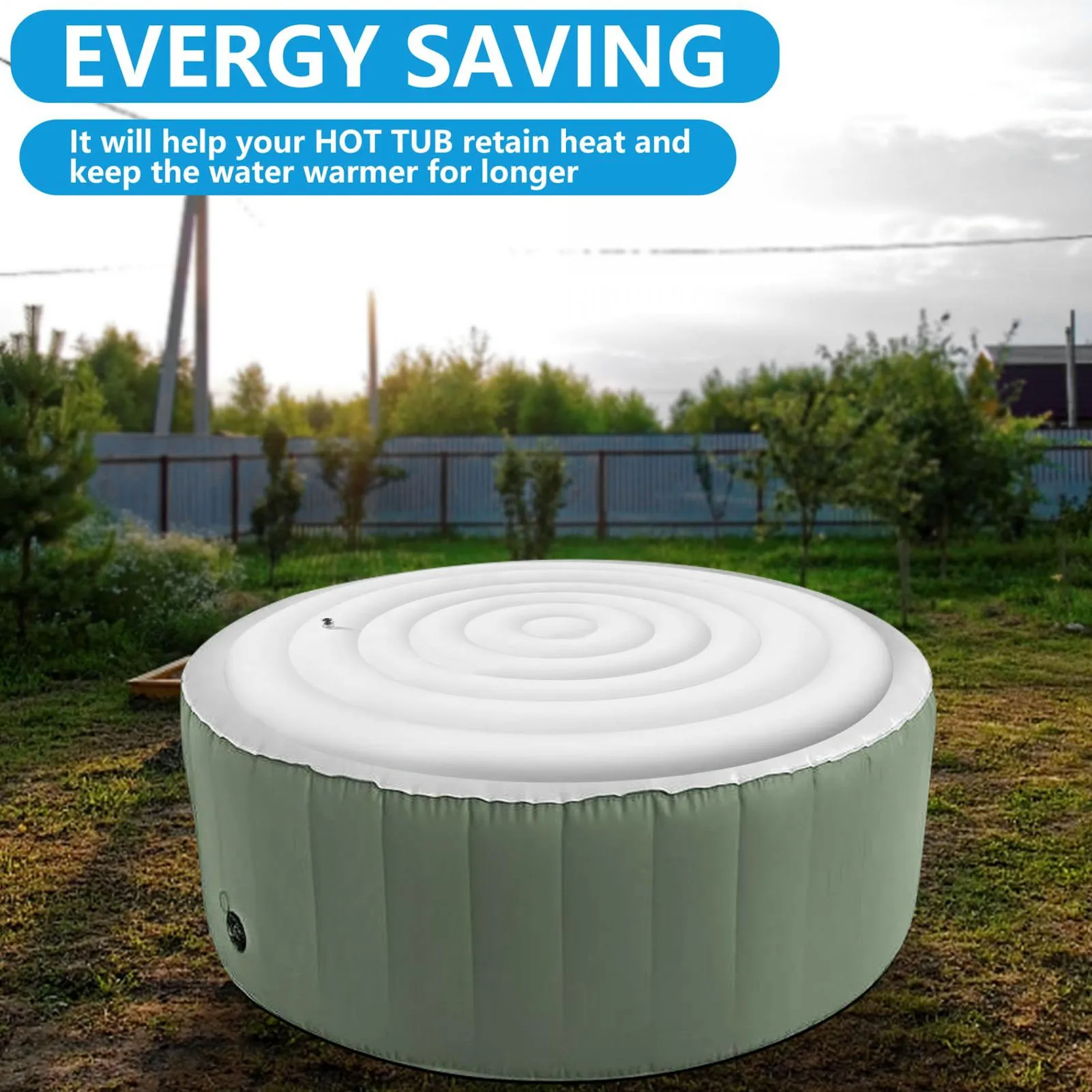 5.4FT Inflatable Hot Tub Protective Lid Inflatable Hot Tub Cover Excellent Insulation Dustproof Energy Saving Round for Spa