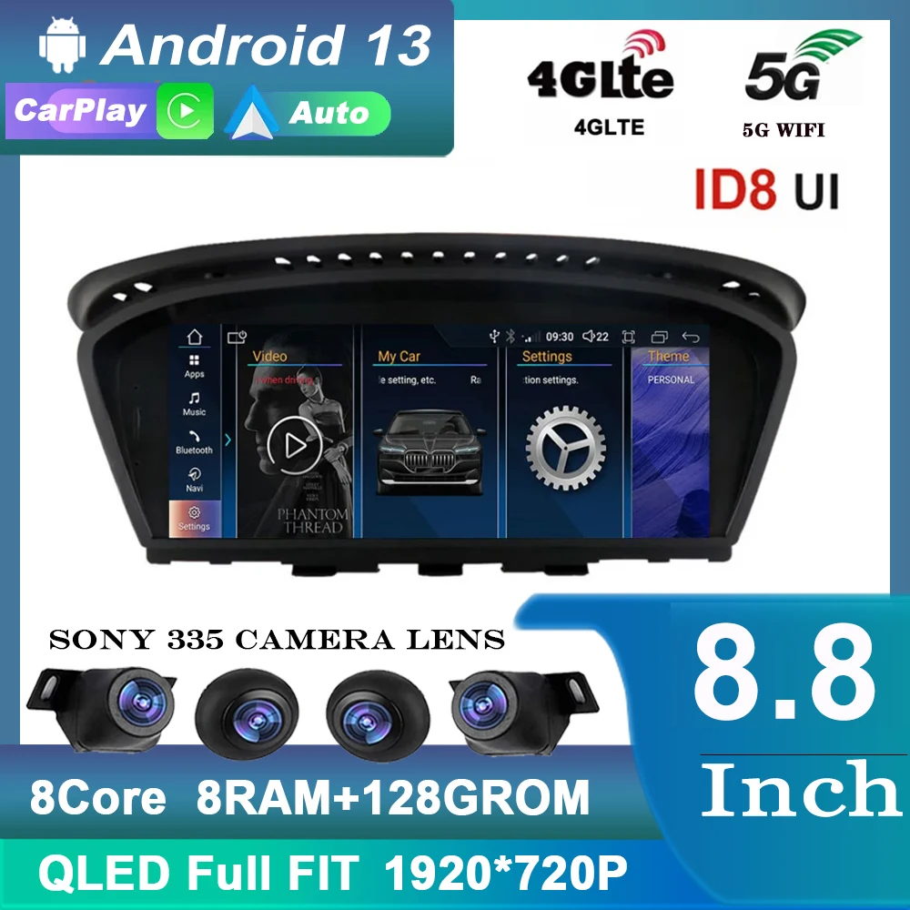 

Android 13 ID8 CarPlay Auto Car Multimedia For BMW 5 3 Series E60 E61 E62 E63 E90 E91 E92 E93 CCC CIC 360 Camera Radio Stereo BT