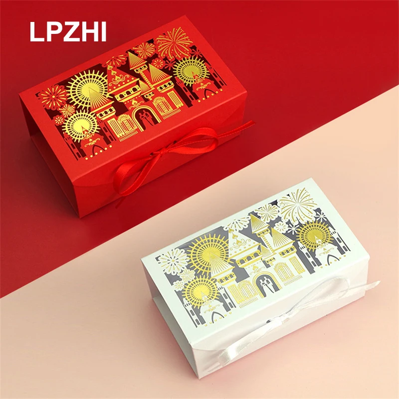 LPZHI 20Pcs Hollow Out Wedding Box With Ribbon Laser Cut For Bridal Shower Anniversary Party Favor Chocolate Cookie Candy Gift