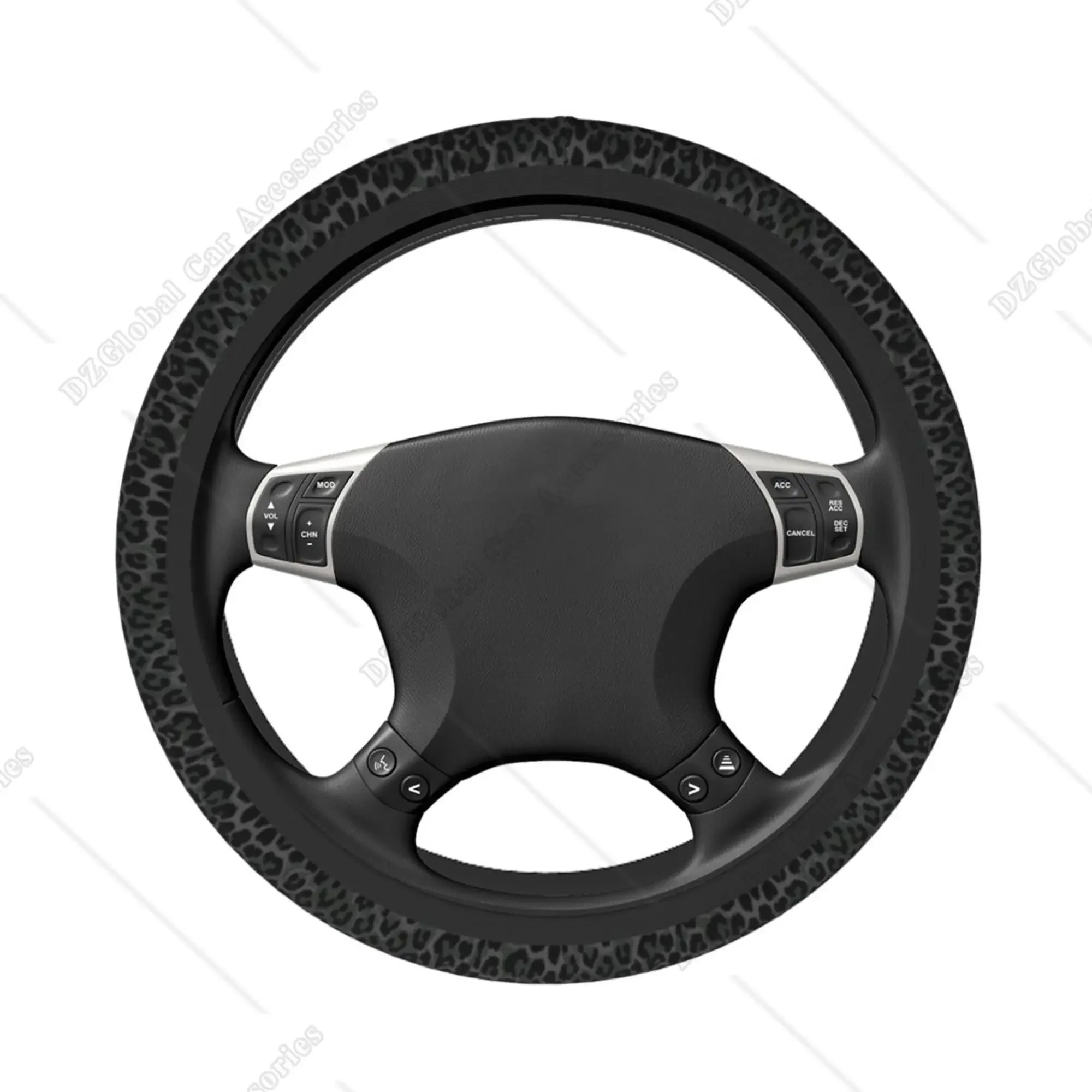 Coprivolante leopardato nero elasticità antiscivolo accessori auto protezione volante universale 15 pollici