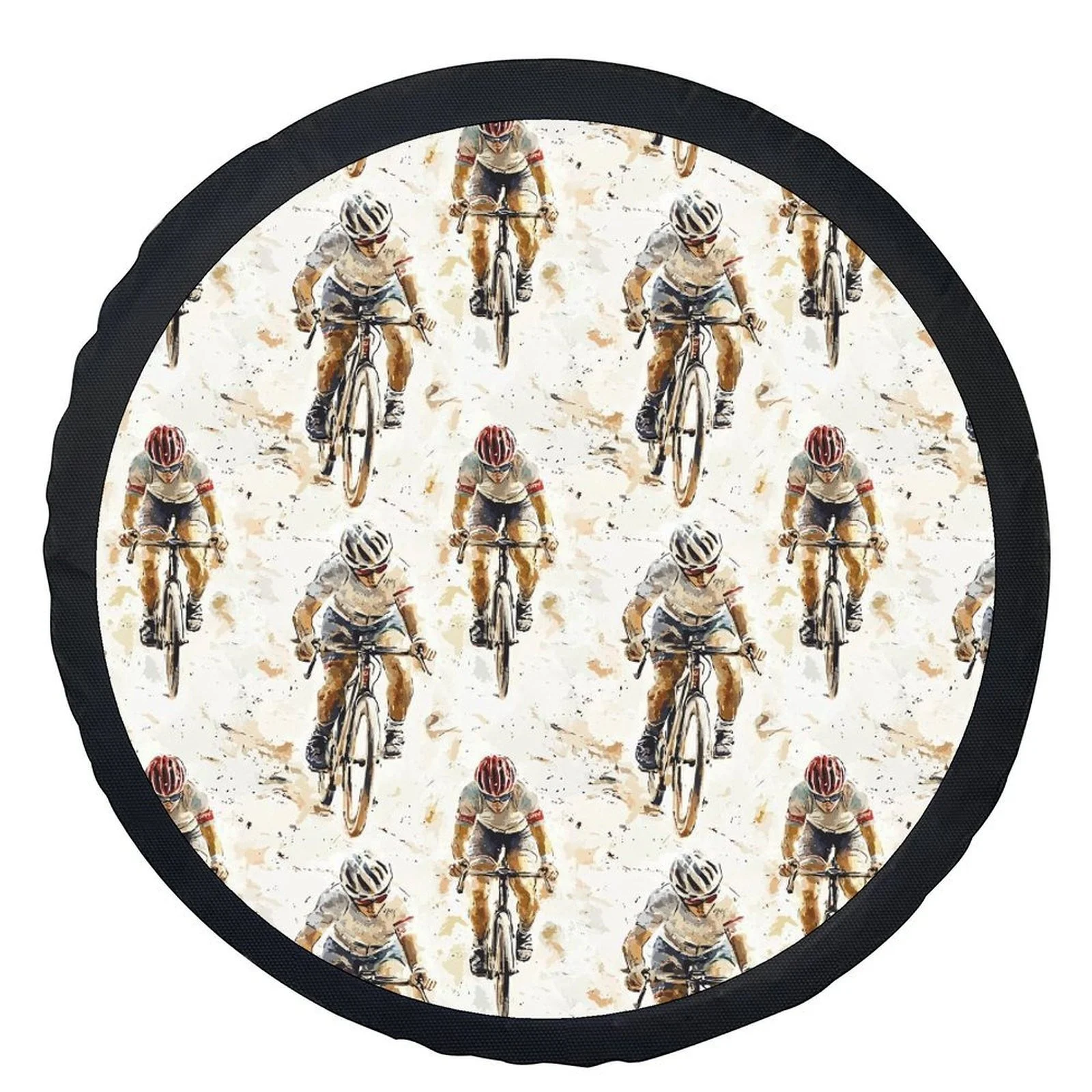 Cyclist Bike Rider Racing Pattern Wheel Cover Durable Tire Accessory Fits Most Cars Outdoor Accessory