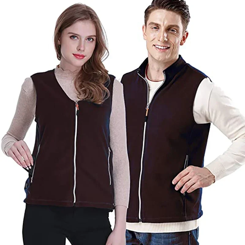 

Women's Heated Vest for Men Fleece Jacket Lightweight Vest Cozy Sleeveless Cardigan Zipper Waistcoat Outerwear with Pocket Coat