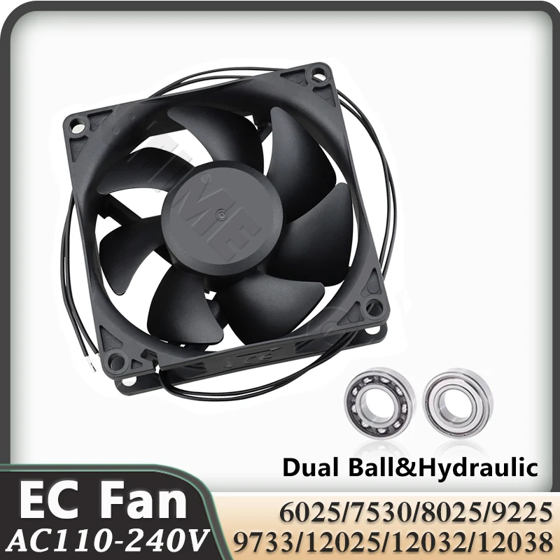 

Gdstime EC Fan 230V 80MM 120MM Cooling Fan 220V Dual Ball Cpu Cooler AC 110V 240V 60 90MM Small Fan 12038 Ventilator 220V PC Fan