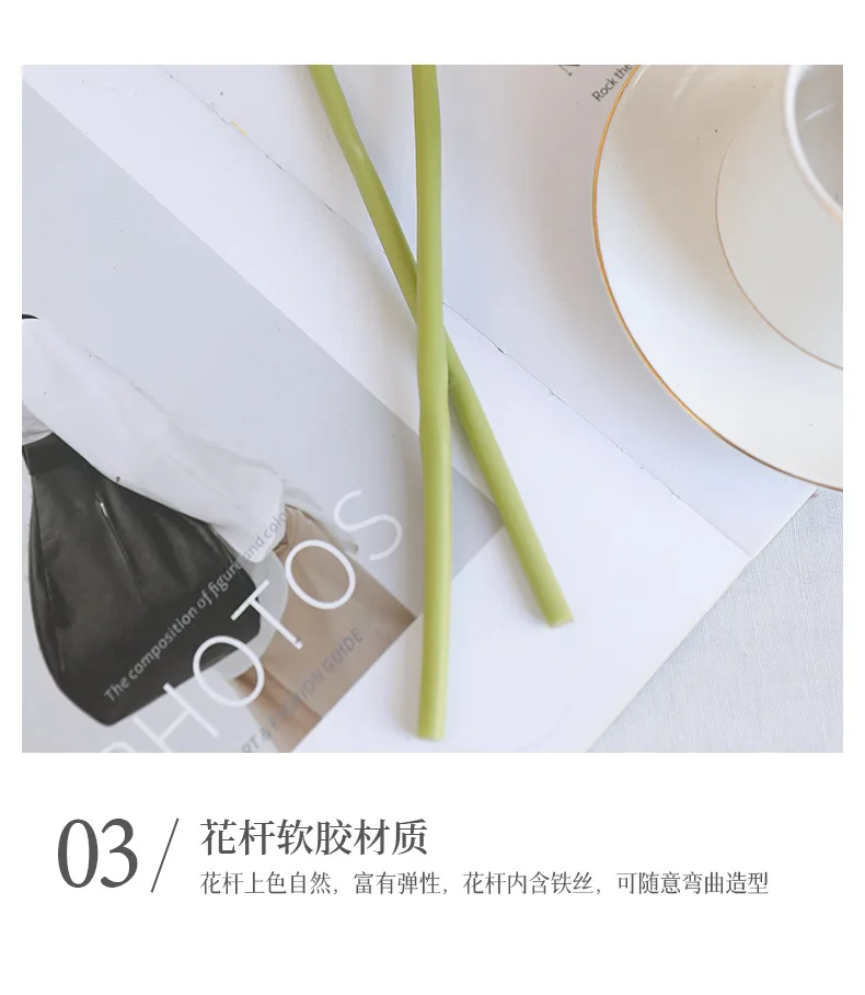 10 Stück Künstliche Blumen Realistische 3-köpfige Tulpen Wohnzimmerdekoration Künstliche Tulpen Brautstrauß Hochzeits-Blumenornamente – Detail 13