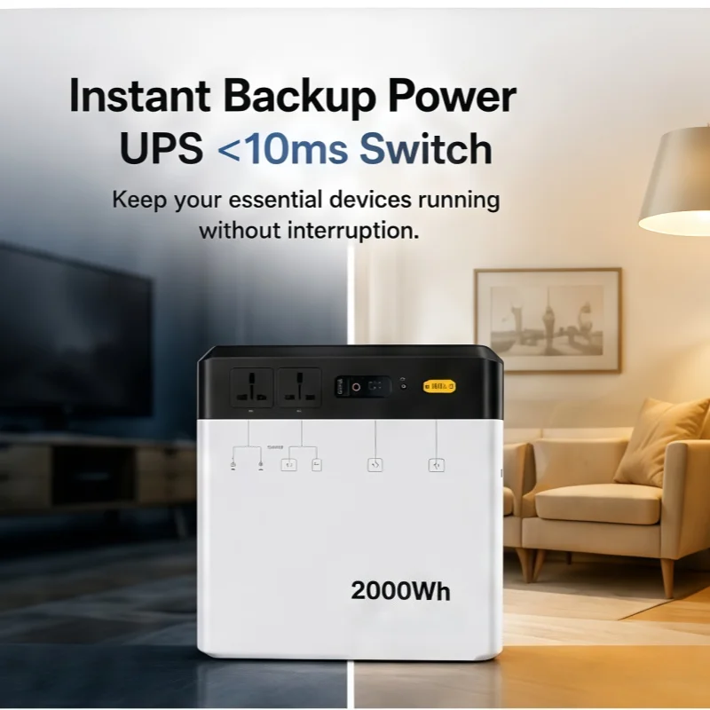 1000W Portable Power Station 2000Wh LiFePO4 Solar Generator MPPT Pure Sine Wave Emergency Backup Power Supply Home Camping