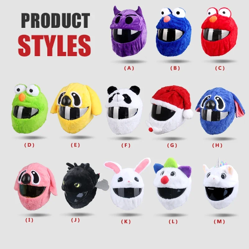 Motorcycle Plush Full-face Helmet Hood Made of Rabbit Plush Material Cartoon Cute Helmet Cover Riding Warm Uncovered Santa Hat