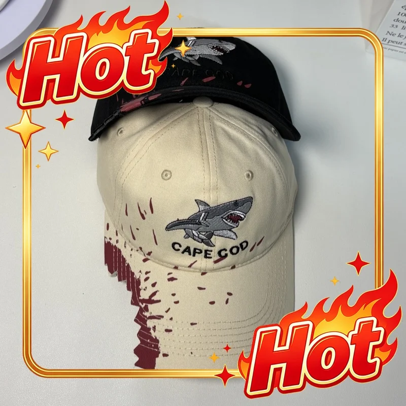 Custom Hat Baseball Cap Featuring A Shark Design - Adjustable Strap, Moisture-Wicking, Perfect For Both Athletic And Casual Wear