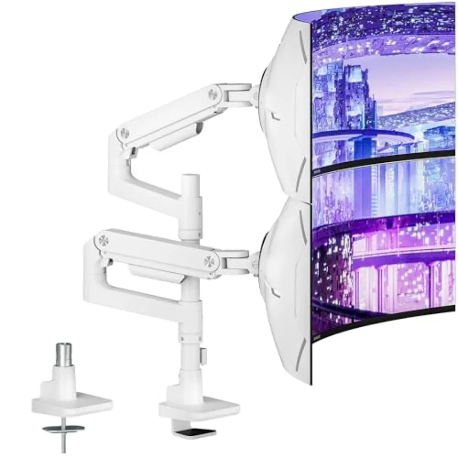 

Arm Desk for 17-49 Inch Ultrawide: Heavy Duty Steel Black Holds 44 lbs with Full Motion Gas Spring Vertical Stacked Monitor Mou