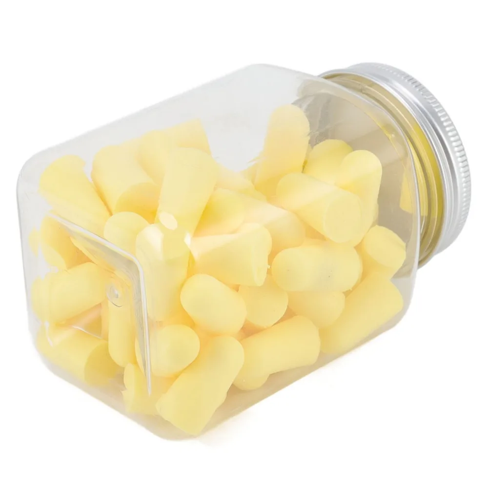60Pcs Yellow, Blue 60Pcs Slow Rebound Foam Ear Plugs 25 x 13mm Slow Rebound Sponge Washable Noise Reduction Earplugs