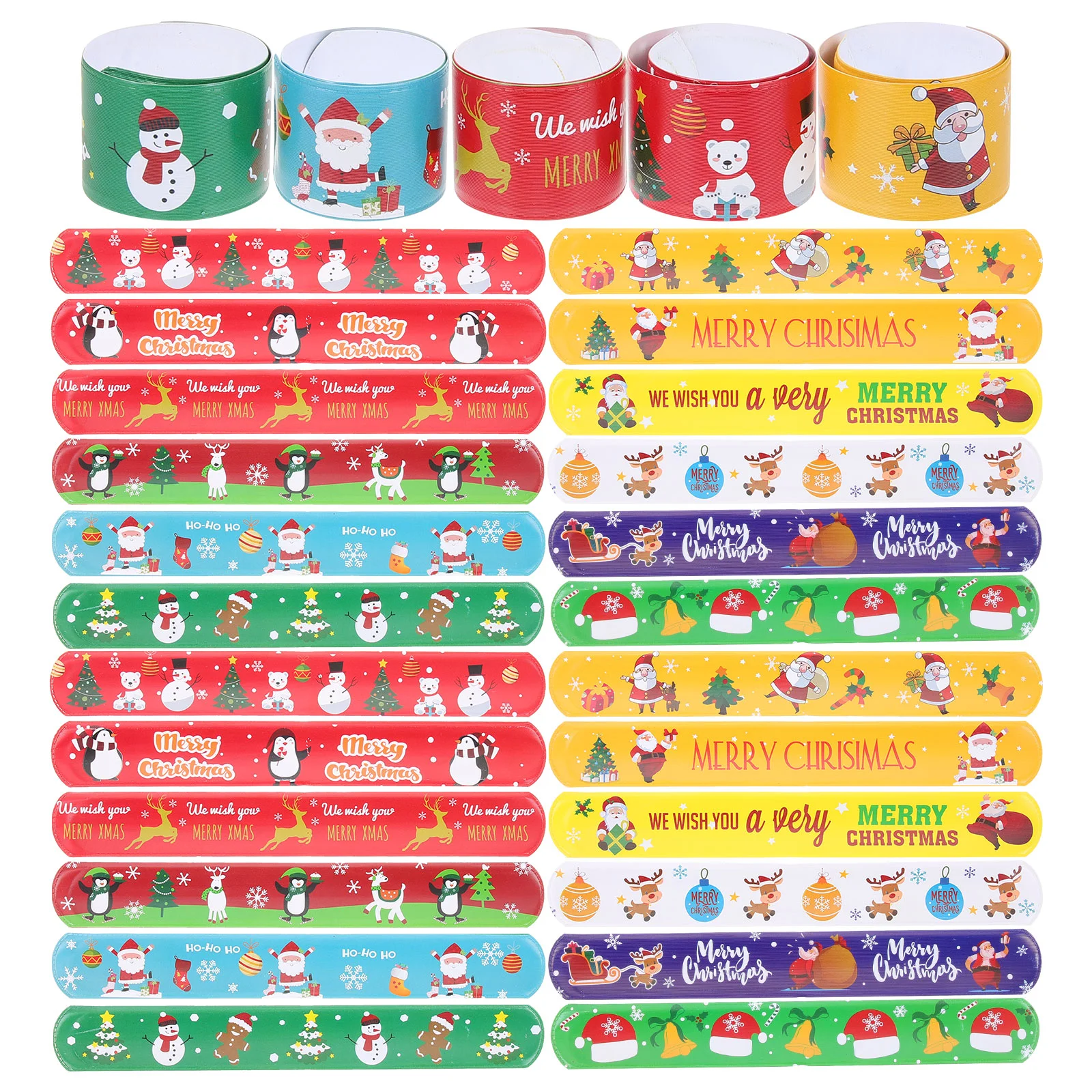 

96pcs Christmas Wristbands Christmas Bracelets Slap Bracelets Christmas Party Favors slap bands for women