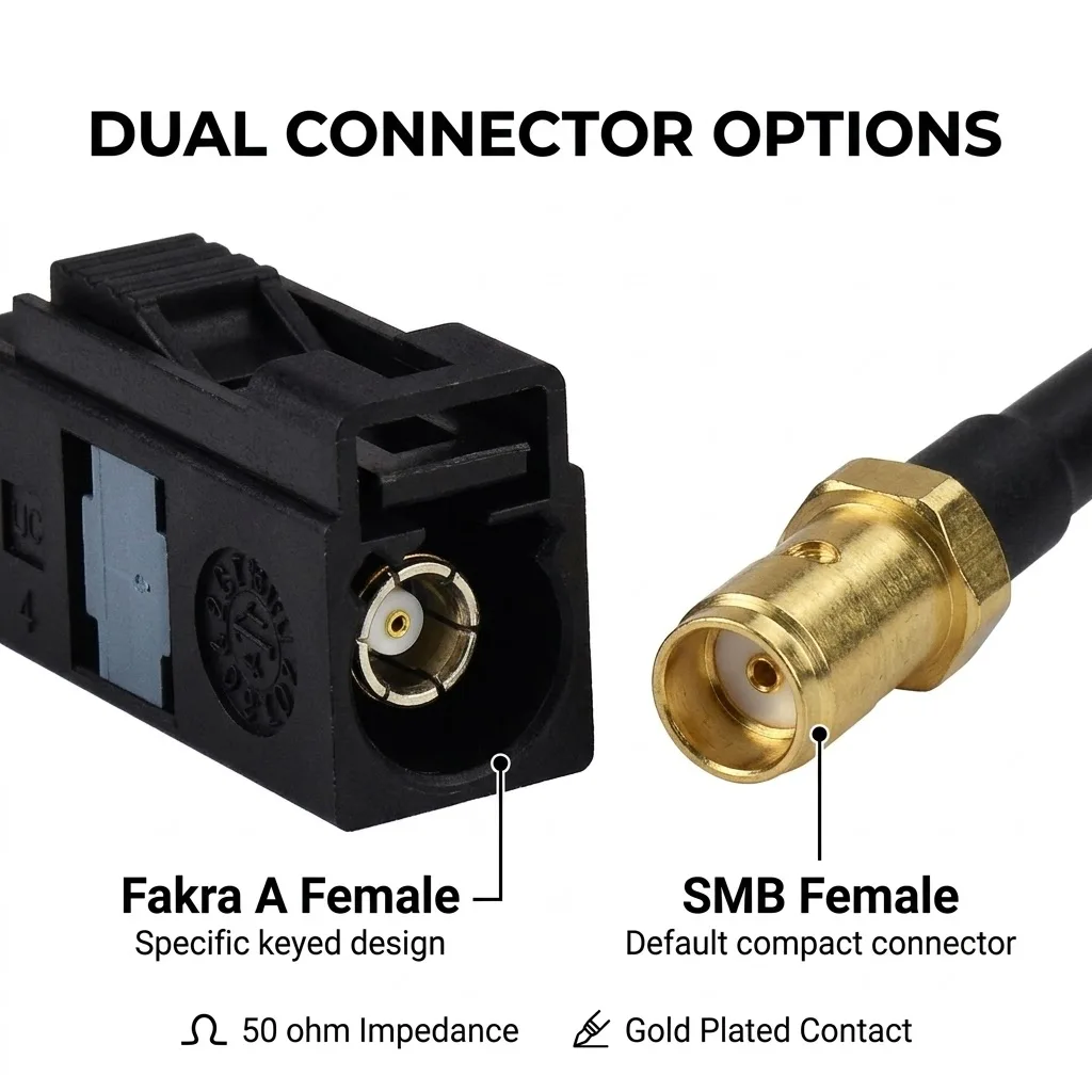 EIGHTWOOD-Antenne Radio Numérique DAB pour Voiture, 2320-2345 MHz, Audio, Fakra A SMB, Connecteur Femelle, Câble de 3m, Montage en Verre Adhésif