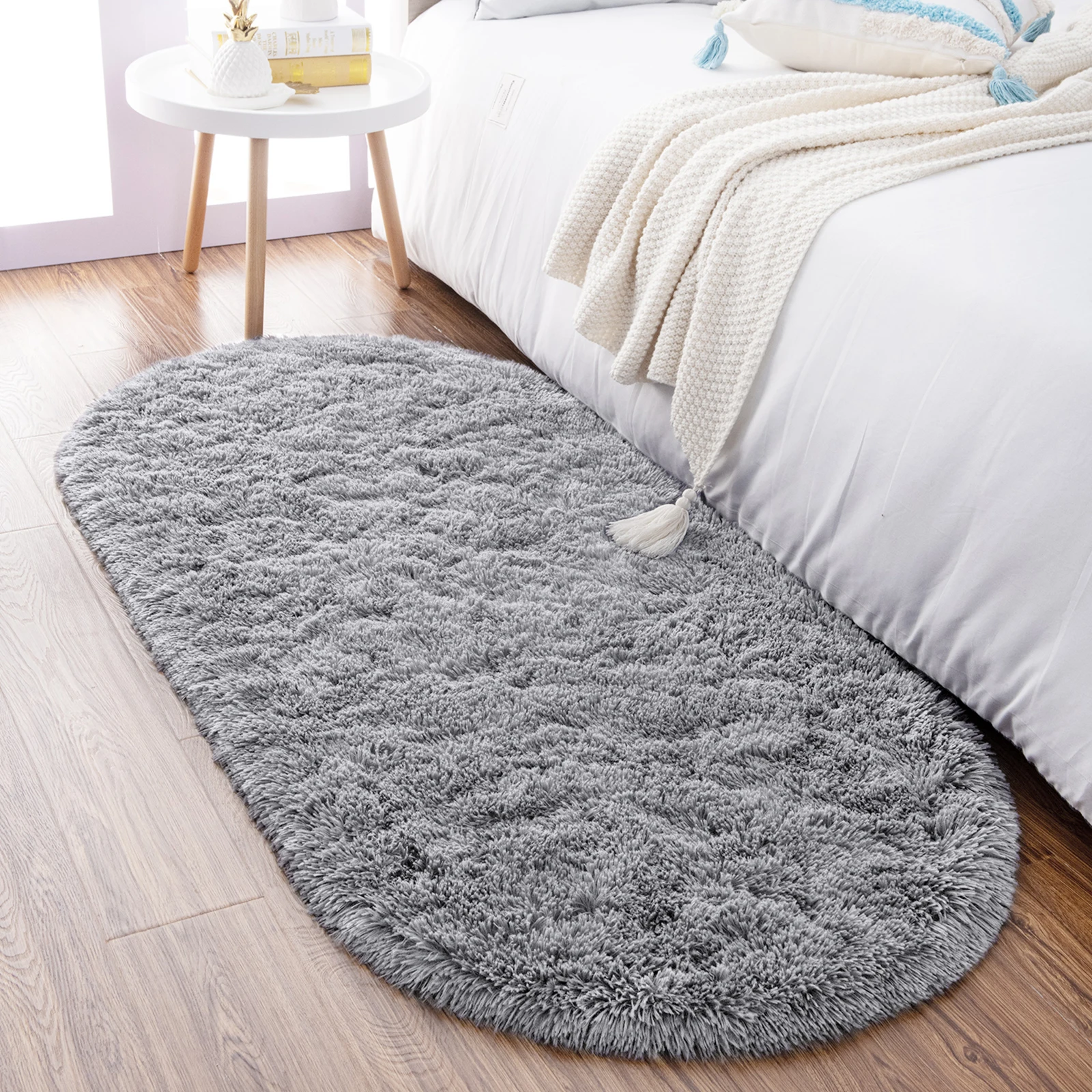 Faux Fur Area Rugs Oval fluffy Long Hair Carpet Floor mats plush Soft door Mat bedside carpets for bedroom living room