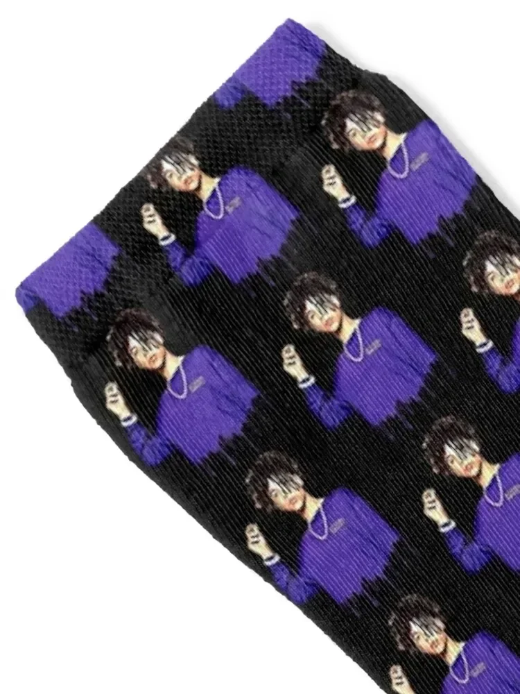 frizzy haired boy in purple shirt Socks Stockings Antiskid soccer Socks Woman Men's